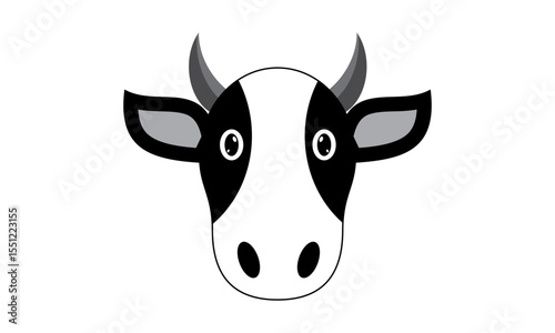 A stylized cow head design can be used as a logo or title for a farm or agricultural business. eps