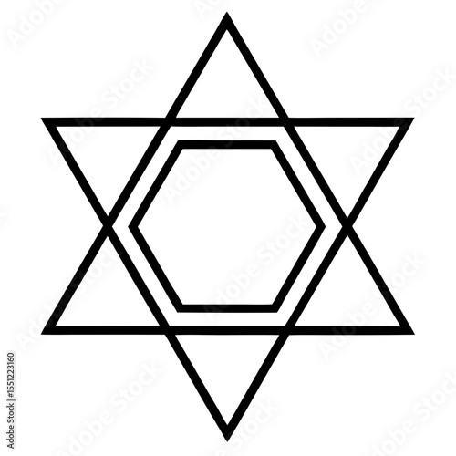 Minimal Star of David Line Art