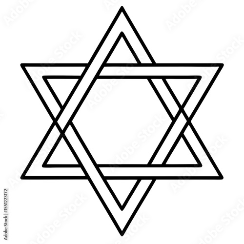 Minimal Star of David Line Art