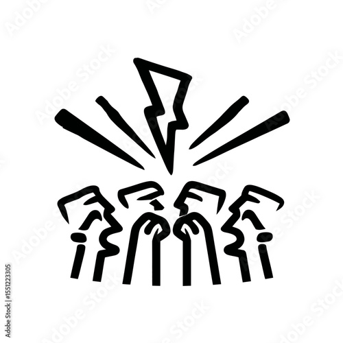 Grouped people argue during disagreement displaying conflict representing opposition