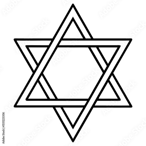 Minimal Star of David Line Art