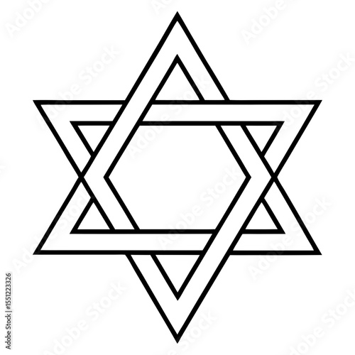 Minimal Star of David Line Art