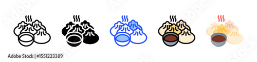 Dumplings Icon Collection With Multiple Styles