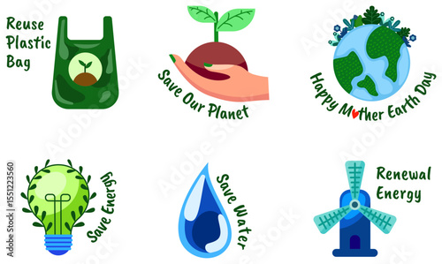 Eco-Friendly Icons Reuse, Renew, and Save Our Planet