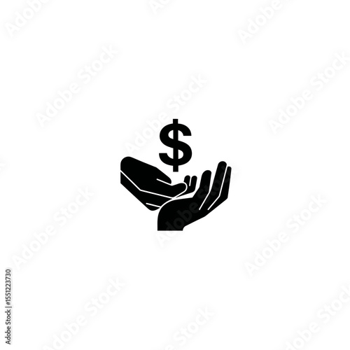 Two hands receive dollar symbol in studio financial concept wealth