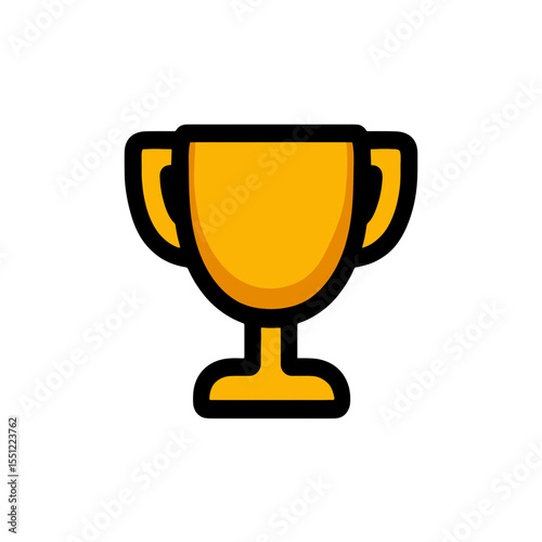 Golden trophy symbolizes victory success on white representing achievement reward winning