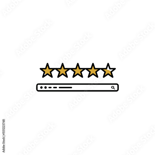 Golden stars align above the search bar suggesting excellent customer satisfaction online