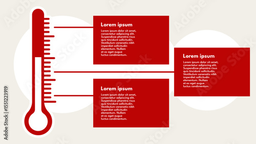 process temperature, condition, thermometer – infographic template with three text fields – vector illustration