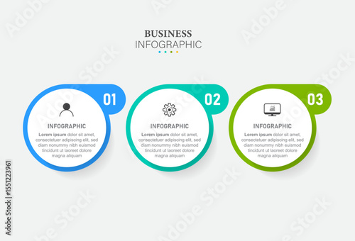 three steps infographic process chart template