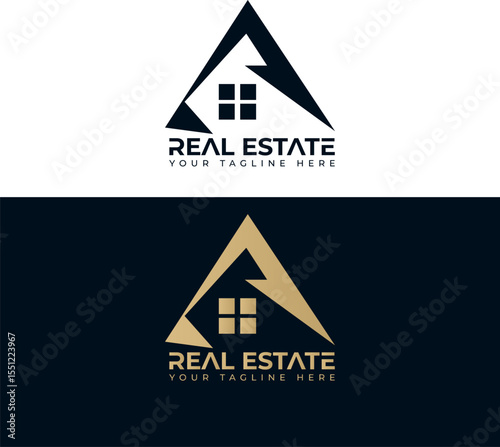 Modern Real Estate Logo Design – Elegant House and Roof Icon for Property & Realtor Branding