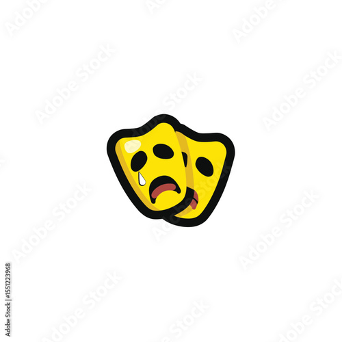 Sad comedy masks express emotions on plain backdrop vector graphic