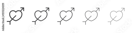 heart and arrow Amour icon outline ilustration vector symbol