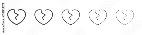 Heart break icon outline ilustration vector symbol
