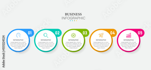 five steps infographic process chart template