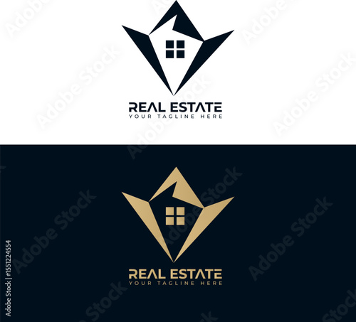 Modern Real Estate Logo Design – Elegant House and Roof Icon for Property & Realtor Branding