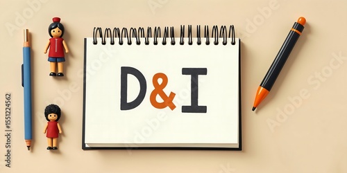 Diversity and Inclusion Concept with D & I Letters on Notepad and Figures