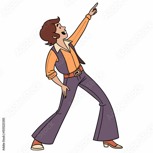 Retro dancer illustration with vibrant colors conveying cheerful energy and movement