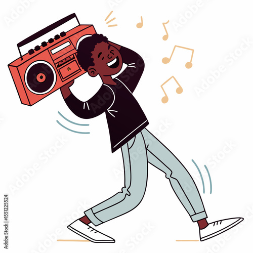 Joyful rhythm: an exuberant young person immersed in music and dance vibes