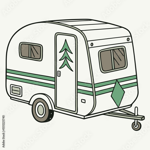 Whimsical retro caravan illustration evoking nostalgia and wanderlust adventures