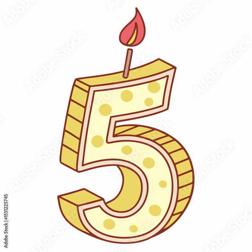 Celebratory Number Five Candle with a Flickering Flame for Milestone Occasions