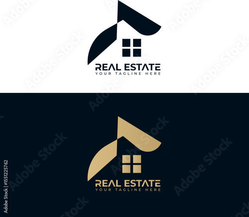 Modern Real Estate Logo Design – Elegant House and Roof Icon for Property & Realtor Branding