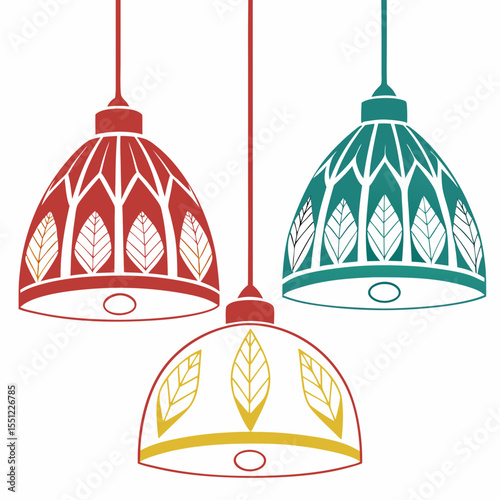 Stylized decorative pendant lights, bohemian inspired lighting design element