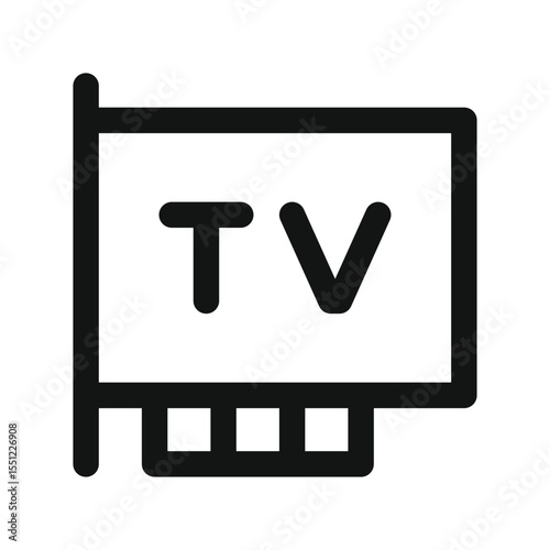 TV tuner card UI icon, smart tv card simple line user interface vector symbol