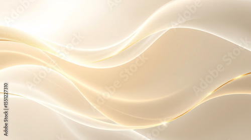 Smooth beige and golden flowing waves with soft glowing highlights