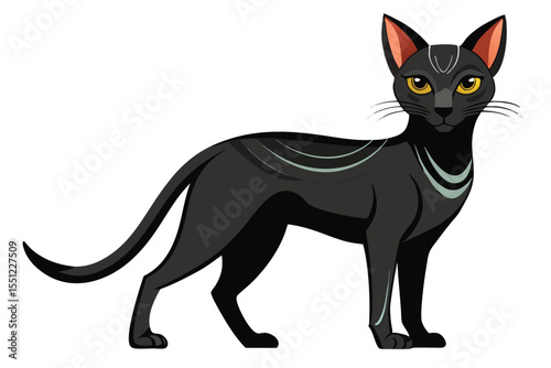 Elegant Black Cat with Striking Yellow Eyes An Artistic Rendition of a Graceful Feline Companion