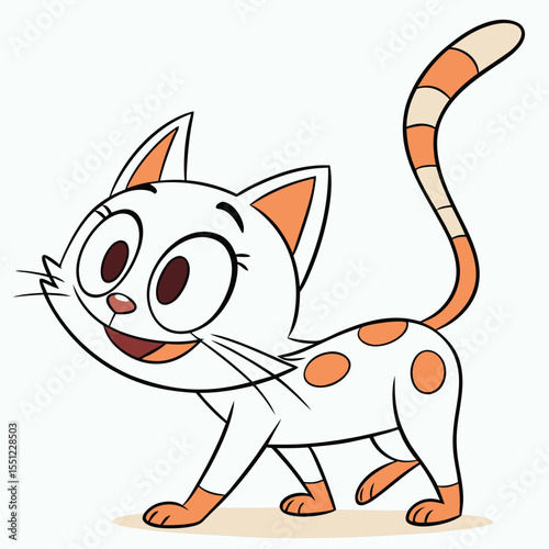 Delightful cartoon feline illustration exudes playfulness and charming simplicity