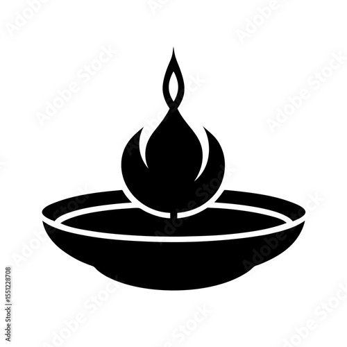 black silhouette of a diwali thali on white backgr.svg