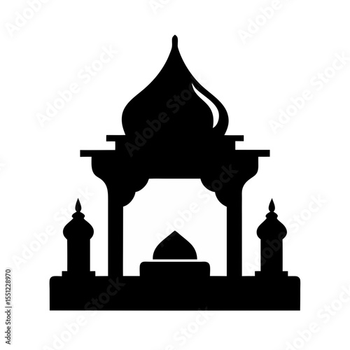 black silhouette of a puja altar on white backgrou.svg