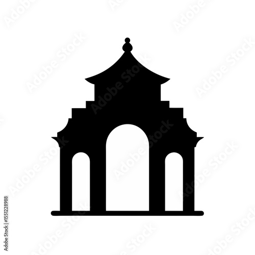 black silhouette of a temple arch on white backgro.svg