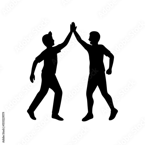 black silhouette of friends high fiving on white b.svg
