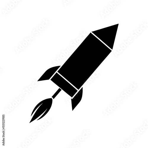 black silhouette of firecracker rocket on white ba.svg