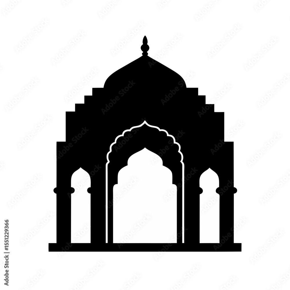 Fototapeta premium black silhouette of traditional indian doorway on .svg