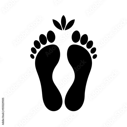 black silhouette of lakshmi feet symbols on white .svg