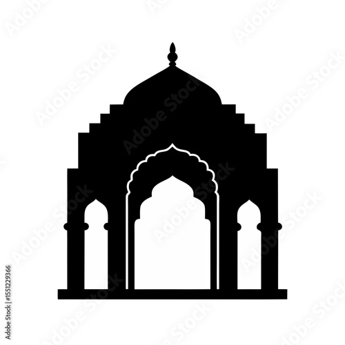 black silhouette of traditional indian doorway on .svg