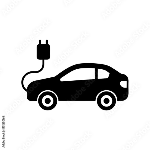 electric car charger icon silhouette on white back.svg