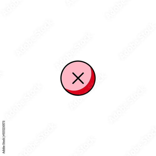 Pink circle crosses removes content inside on white background sign
