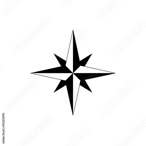 Simple compass shows direction isolated graphic white navigation orientation