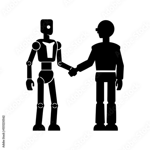 human robot handshake icon silhouette on white bac (2).svg