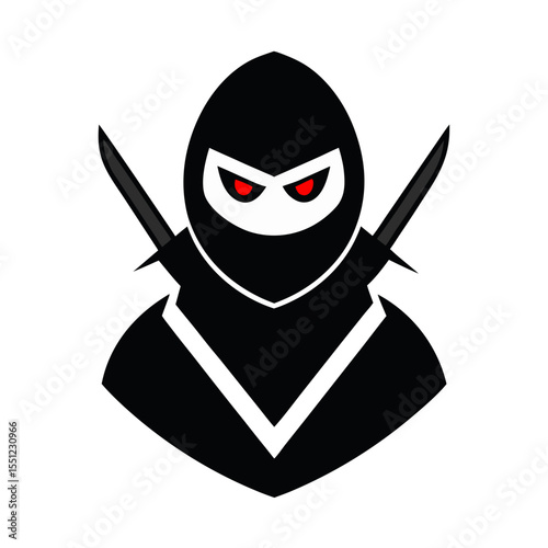 mysterious ninja with katana mascot logo icon on w.svg