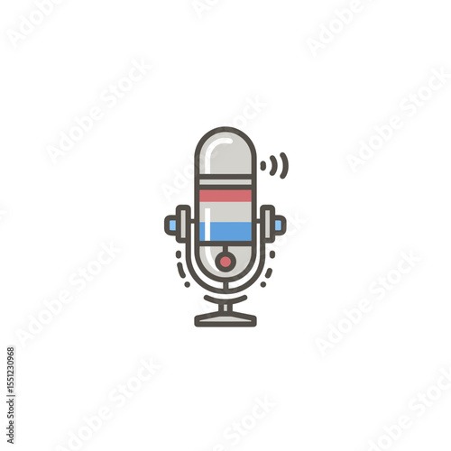 microphone icon transmits broadcasting audio with simple design on white backdrop digital