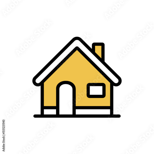 House icon depicts simple building showing home exterior design symbol