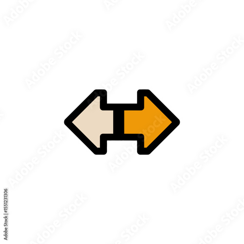 Dual arrow directs traffic in navigation on clean background illustration