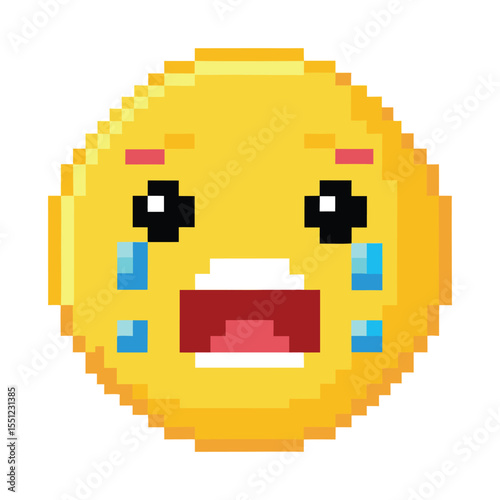 Pixel crying face