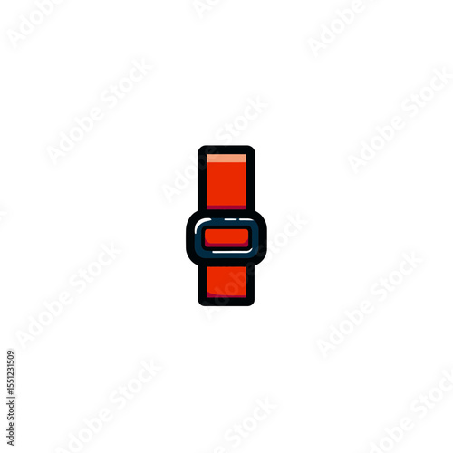 Orange strap displays buckle graphic flat lay simplistic design isolated vector