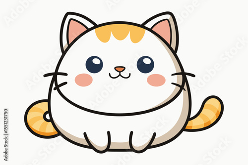Cute Cartoon Cat with Orange Stripes and Rosy Cheeks A Whimsical Illustration for Children and Animal Lovers