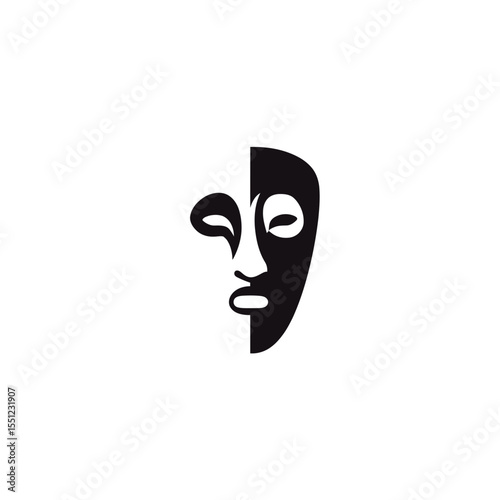 Mask icon displays duality isolated abstract graphic representation design symbol